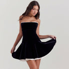 Idalia Vintage Velvet Mini Dress - Black / S - Be My Shine