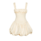 Imelda Satin Bubble Hem Mini Dress - Ivory / S - Be My Shine