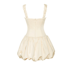 Imelda Satin Bubble Hem Mini Dress - Ivory / S - Be My Shine