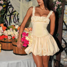 Imelda Satin Bubble Hem Mini Dress - Ivory / S - Be My Shine
