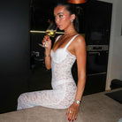 Ione Lace Sheer Maxi Dress - White / S - Be My Shine