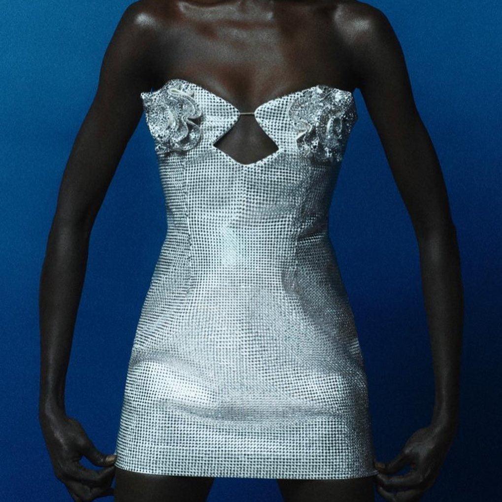 Ivanna Diamond Mini Dress - Silver / XS - Be My Shine
