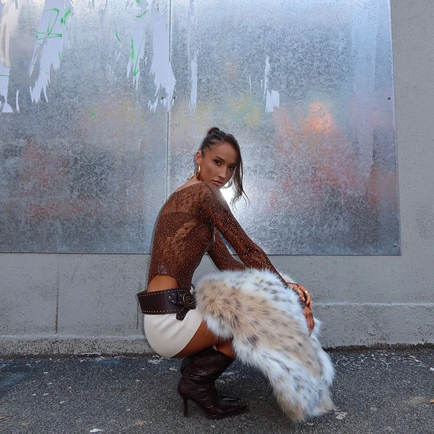 Jessalyn Cheetah Rhinestone Embellished Bodysuit - Black / XXS - Be My Shine