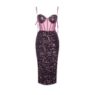 Liesel Sequined Corset Midi Dress - Gold / XS - Be My Shine