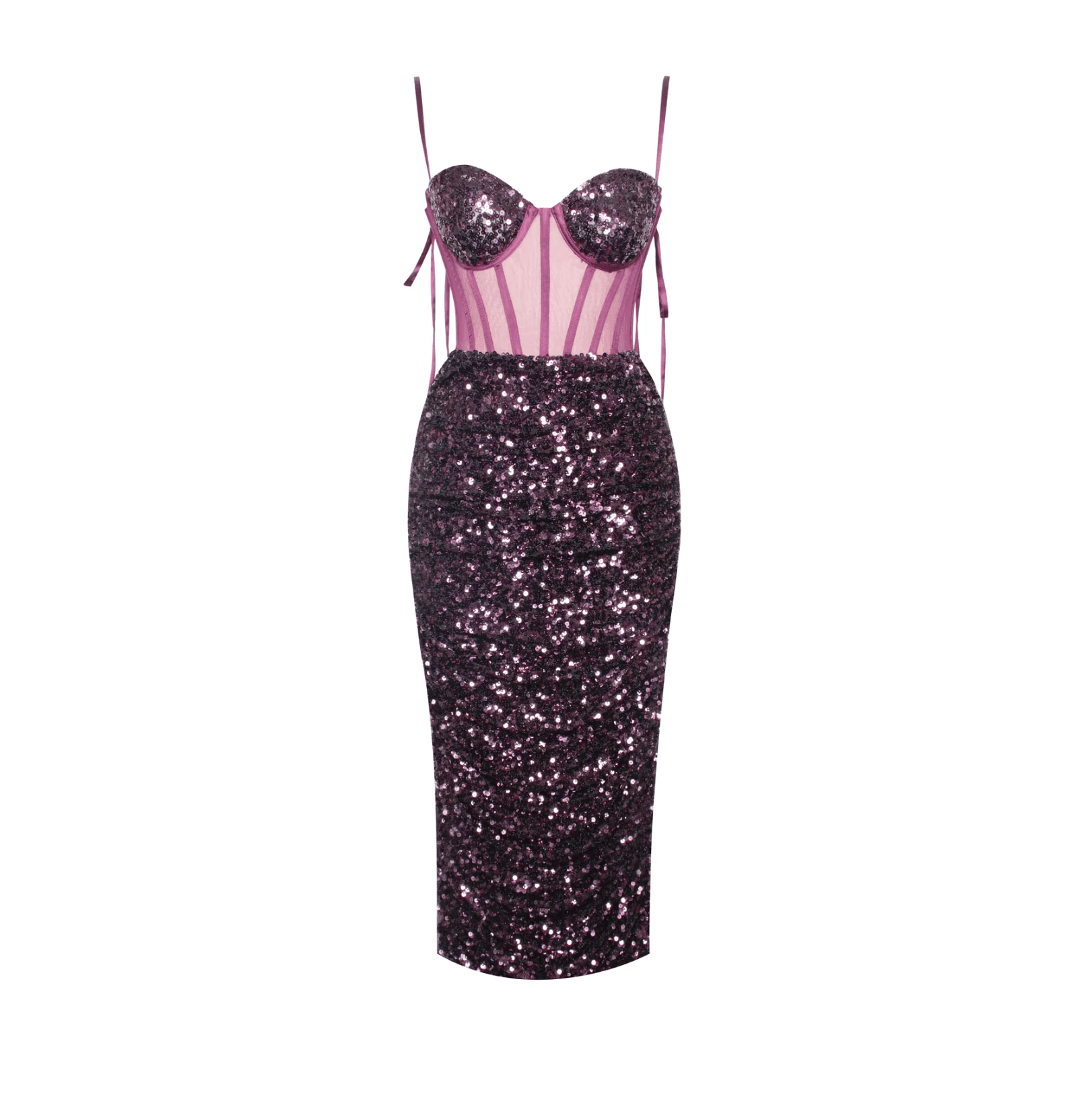 Liesel Sequined Corset Midi Dress - Gold / XS - Be My Shine
