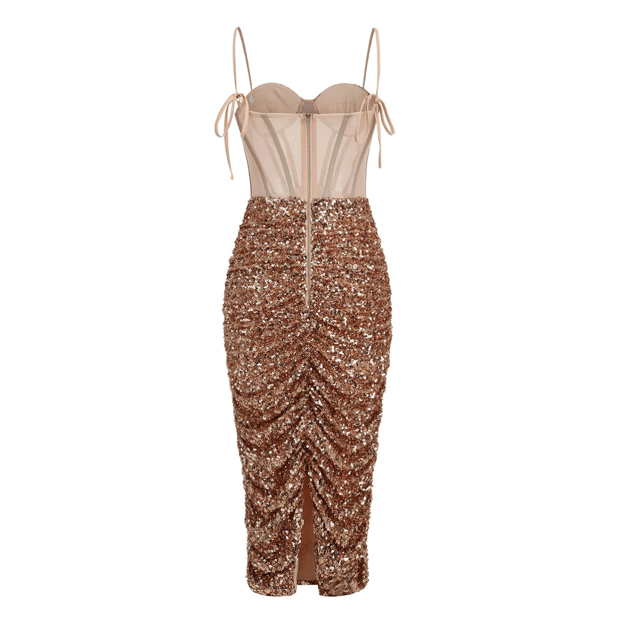 Liesel Sequined Corset Midi Dress - Gold / XS - Be My Shine