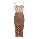 Liesel Sequined Corset Midi Dress - Gold / XS - Be My Shine