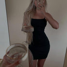 Lisette Diamante Tassel Crystal Mini Dress - S / Black - Be My Shine
