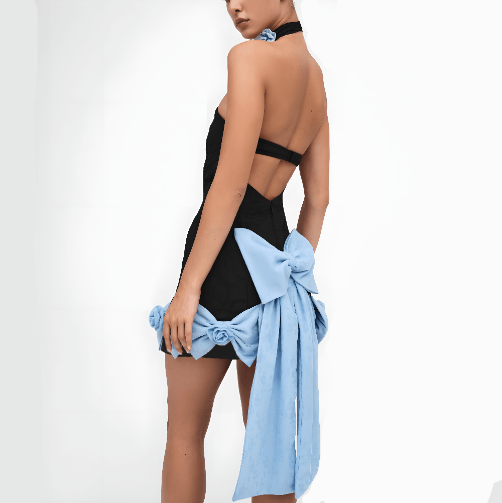 Madelief Strapless Bow Mini Dress - Black / S - Be My Shine