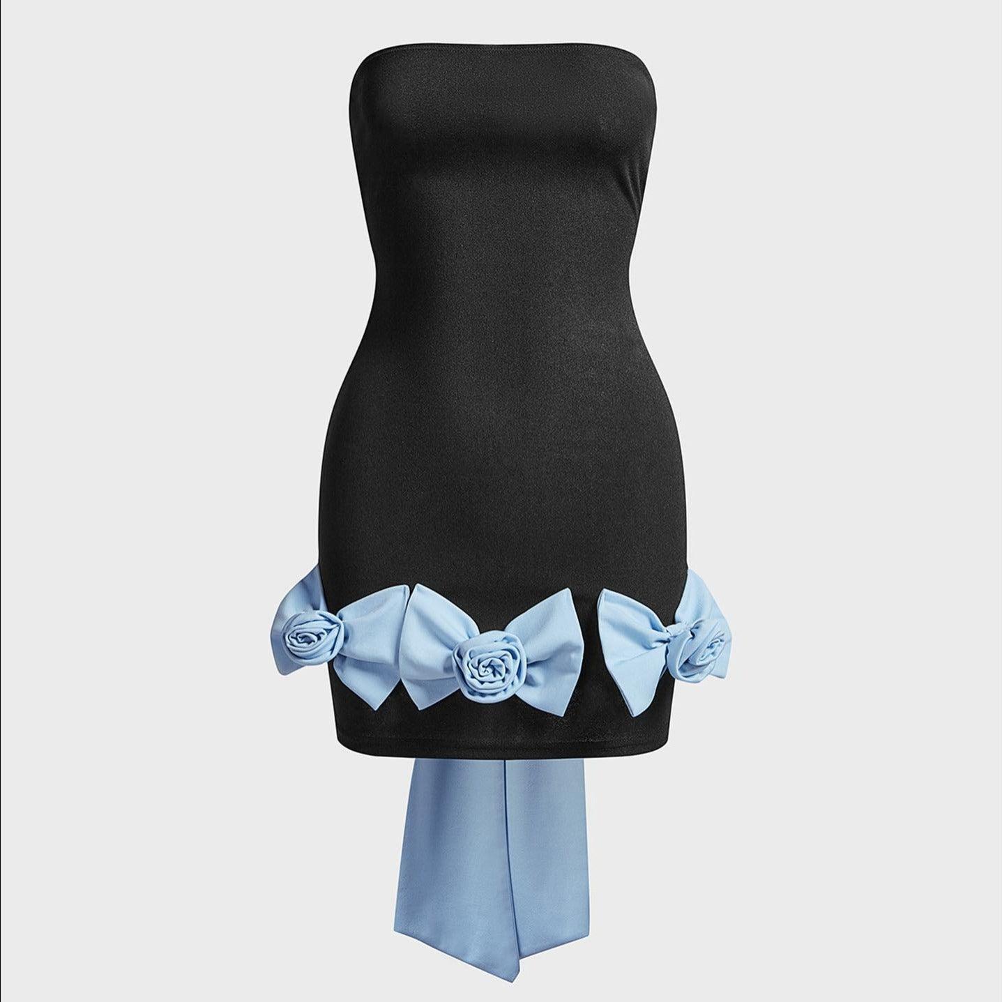 Madelief Strapless Bow Mini Dress - Black / S - Be My Shine