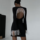 Manon Diamond Chain Backless Mini Dress - Black / S - Be My Shine
