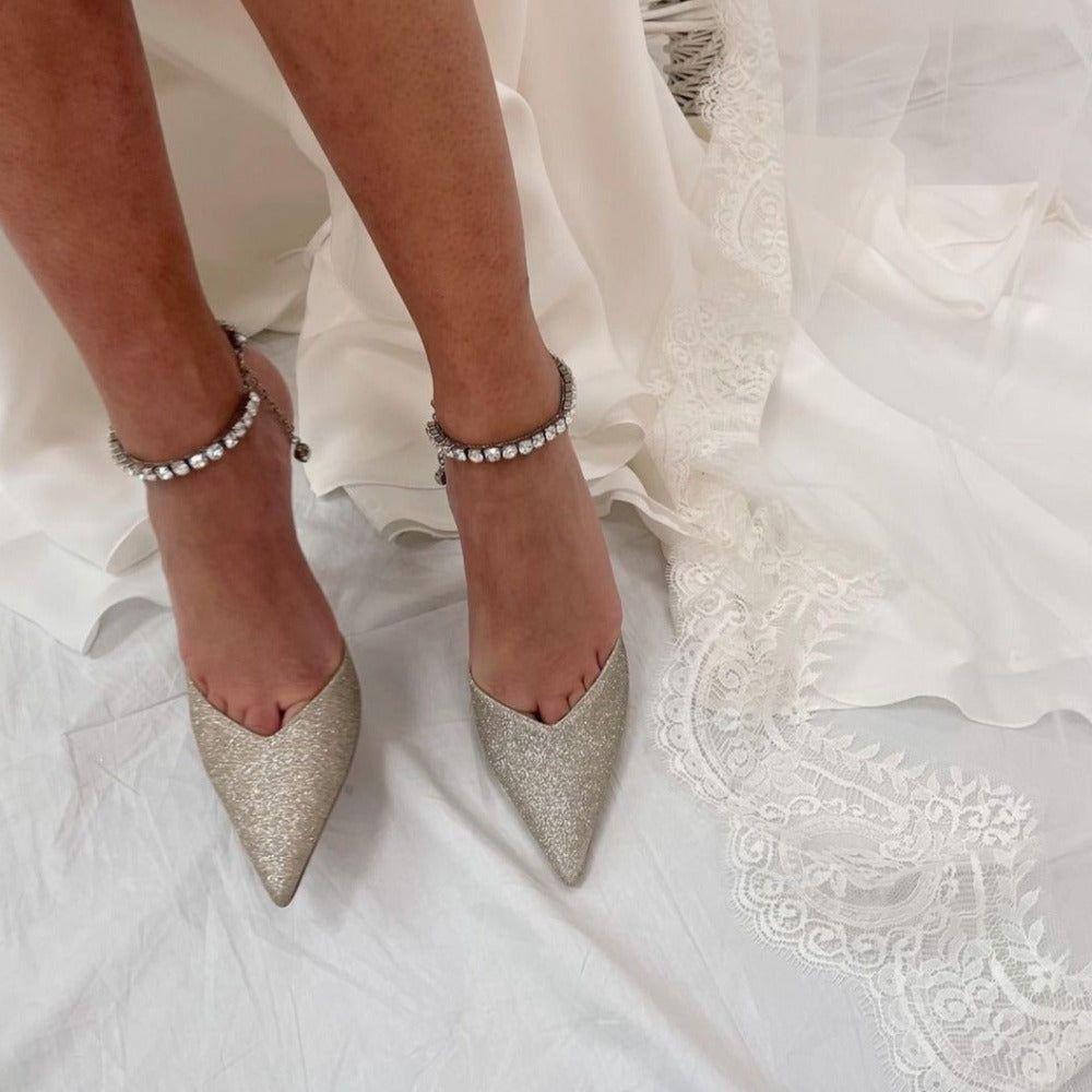 Marwa Crystal Sparkle Jewelry Heels - Light Gold / 4 - Be My Shine