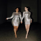 Milica Long Sleeve Hollow Mini Dress - Silver / S - Be My Shine