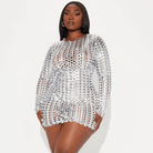 Milica Long Sleeve Hollow Mini Dress - Silver / S - Be My Shine