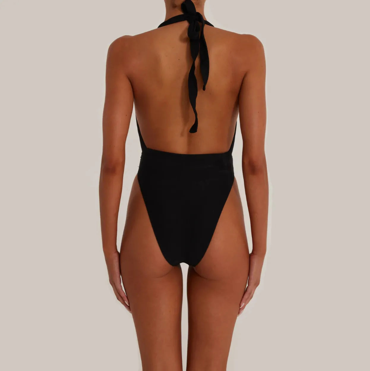 Nadia Rosette Detail Deep V Halter One Piece Swimsuit Be My Shine