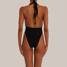 Nadia Rosette Detail Deep V Halter One Piece Swimsuit Be My Shine