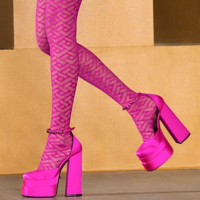 Nadine Double Platform Crystal Strap Satin Pumps - Rose / 3 - Be My Shine