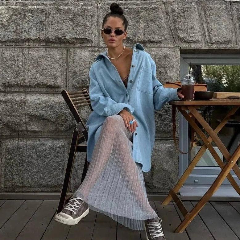 Nasira See Through Maxi Skirt - Light Blue / S - Be My Shine