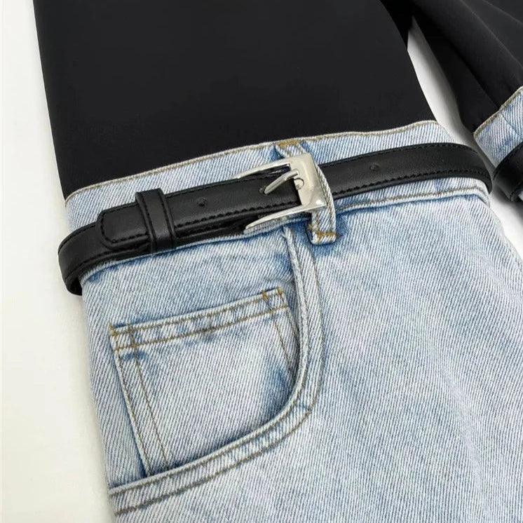 Nawal Denim Hybrid Flare Pants - Blue / S - Be My Shine