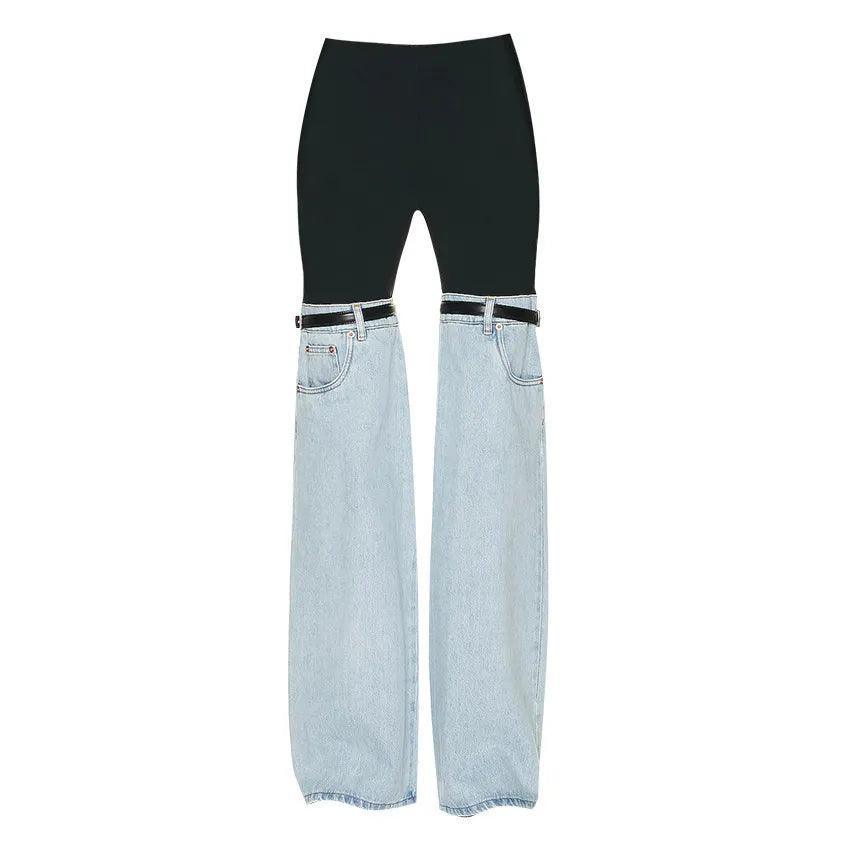 Nawal Denim Hybrid Flare Pants - Blue / S - Be My Shine
