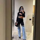 Nawal Denim Hybrid Flare Pants - Blue / S - Be My Shine