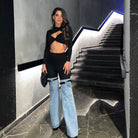 Nawal Denim Hybrid Flare Pants - Blue / S - Be My Shine