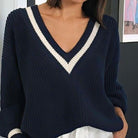 Noelia Oversized V-Neck Vintage Sweater - Blue / M - Be My Shine