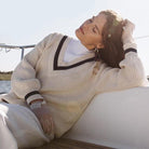 Noelia Oversized V-Neck Vintage Sweater - Beige / S - Be My Shine