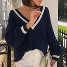 Noelia Oversized V-Neck Vintage Sweater - Beige / S - Be My Shine