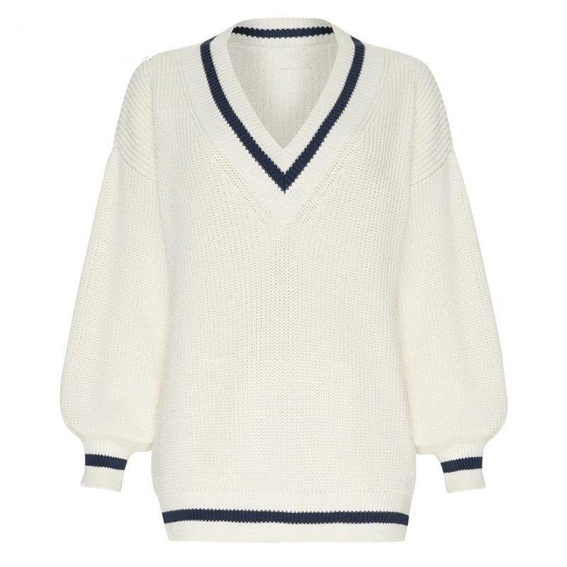 Noelia Oversized V-Neck Vintage Sweater - Beige / S - Be My Shine
