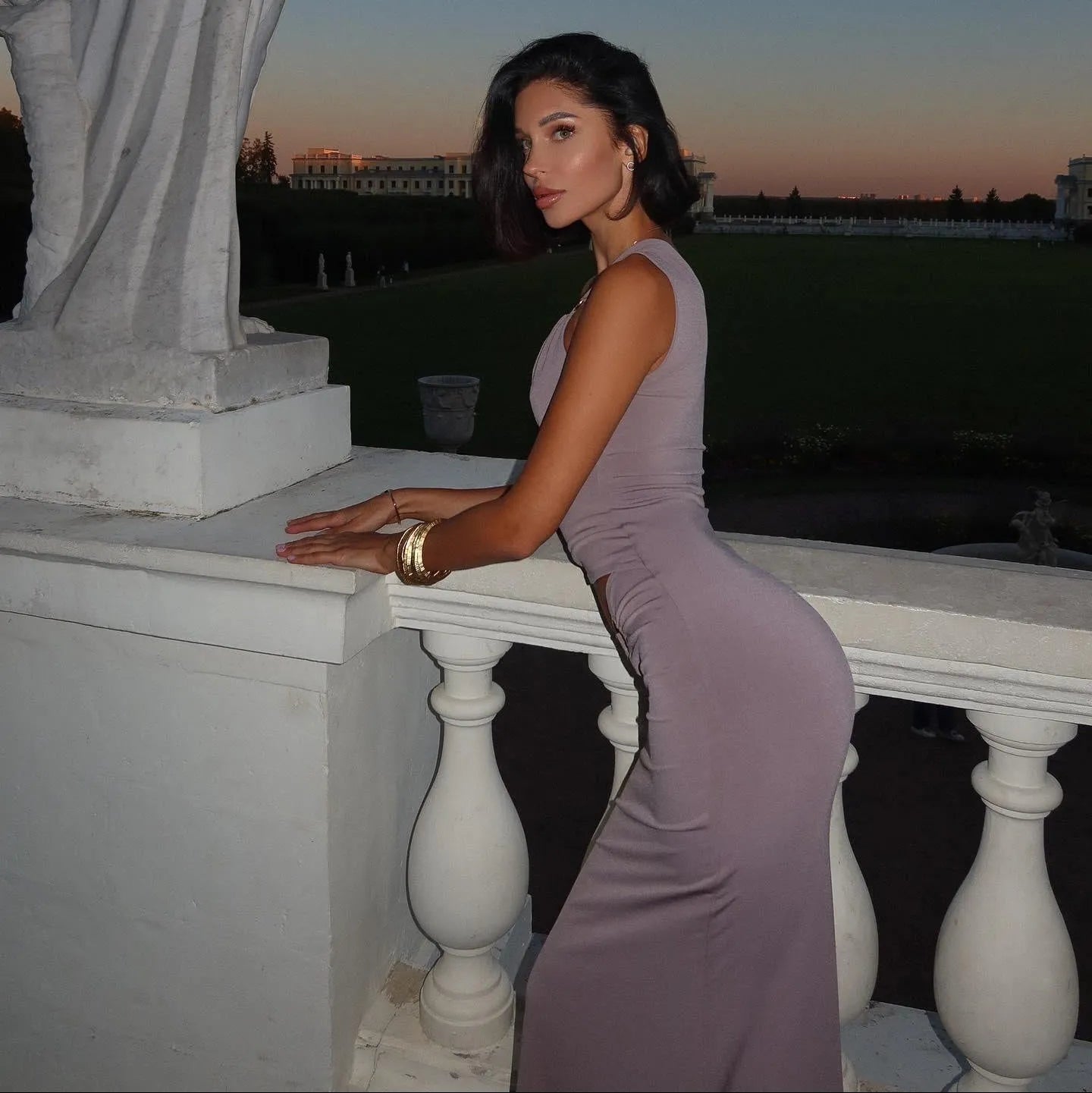 Odessa Asymmetric Cut Out Maxi Dress - Purple / S - Be My Shine