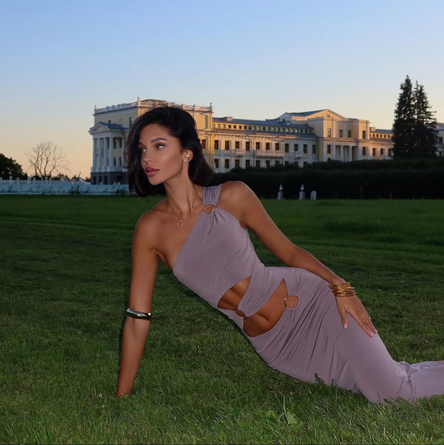 Odessa Asymmetric Cut Out Maxi Dress - Purple / S - Be My Shine