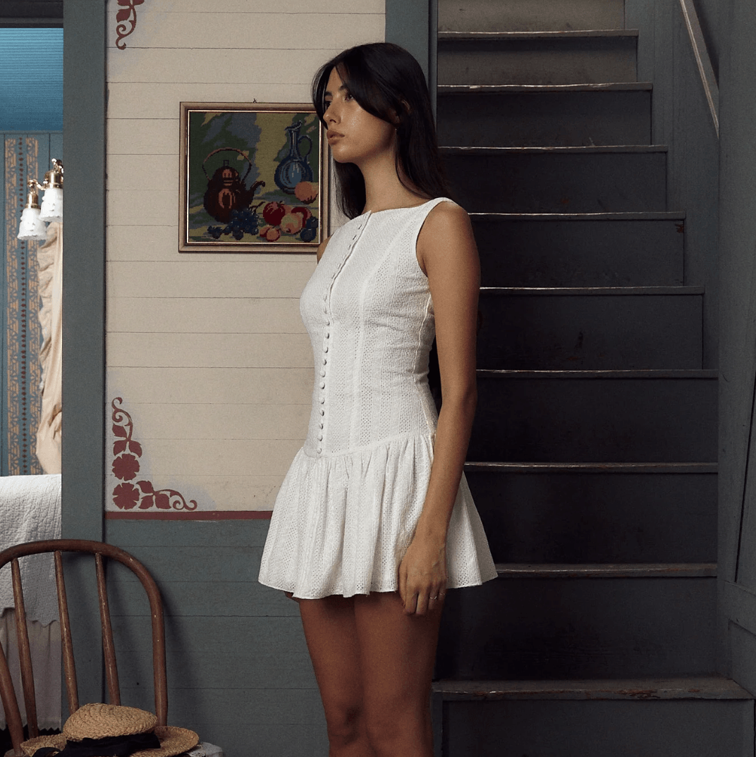 Orielle Embroidery Mini Dress - White / S - Be My Shine