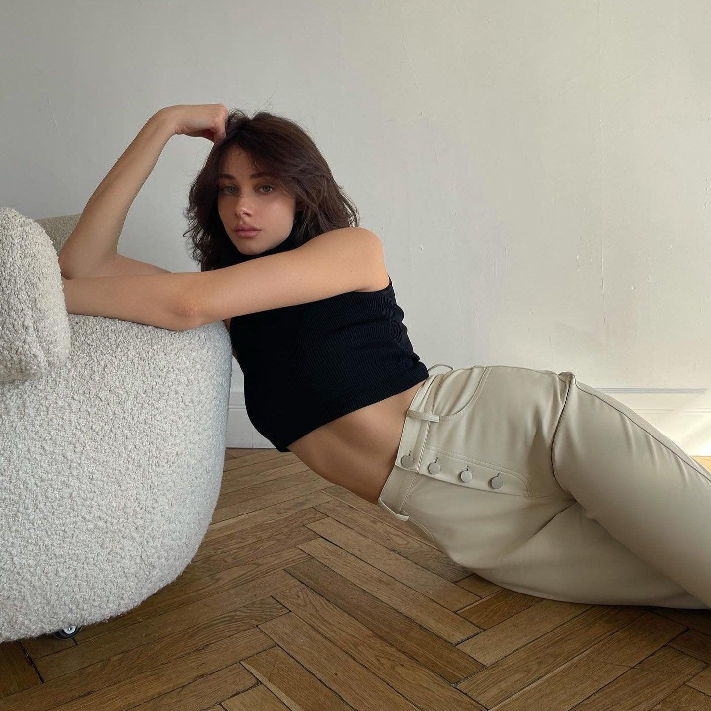 Parvati High Waist White Leather Pants - White / S - Be My Shine