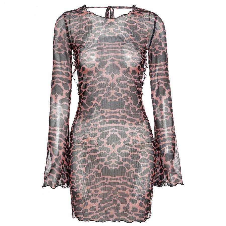 Rosalba Leopard Backless Mini Dress - S / Animal Print - Be My Shine