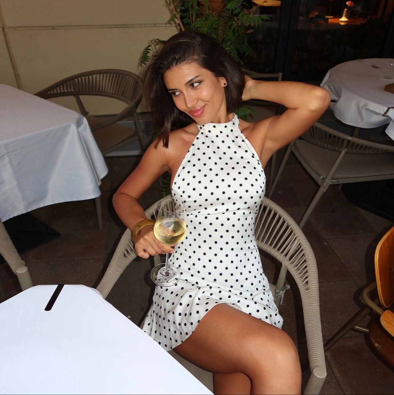 Scarlet Polka Dot Halter Mini Dress Be My Shine