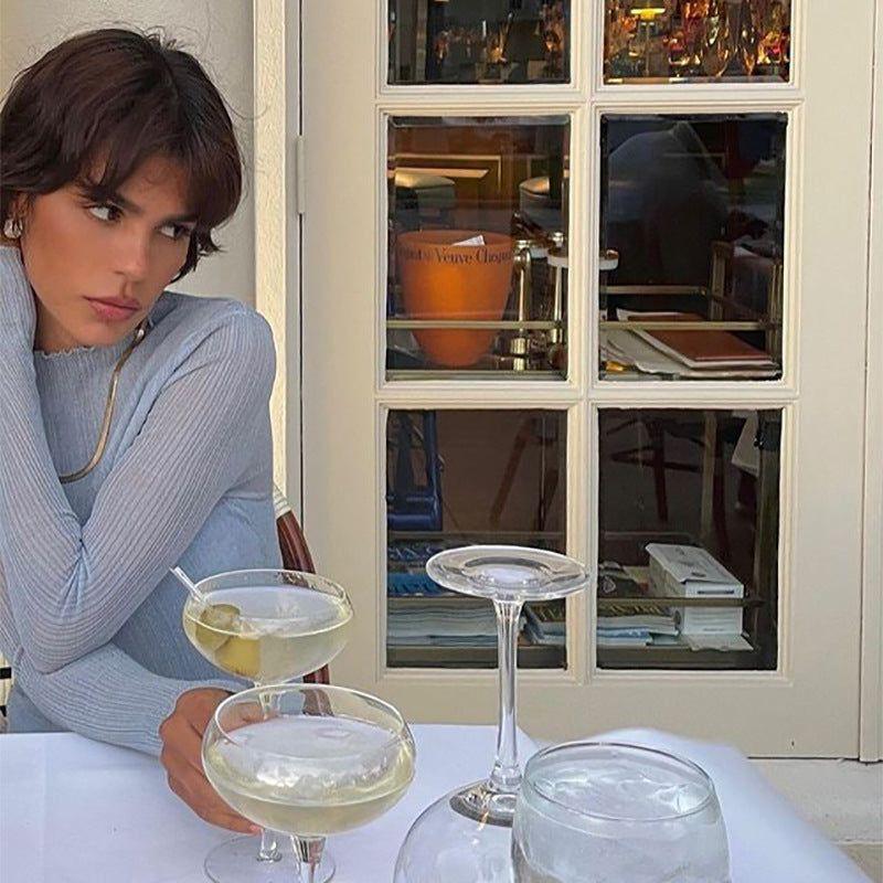 Selena Sheer Mesh Mock Neck Frill Hem Top - White / S - Be My Shine