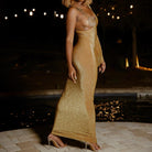 Senga Sparkly Rhinestone Bra Maxi Dress - Gold / XS - Be My Shine