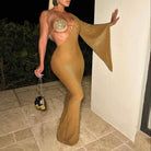 Senga Sparkly Rhinestone Bra Maxi Dress - Gold / XS - Be My Shine