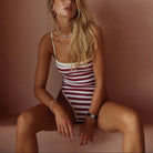 Severina Striped One Piece Swimsuit - Brown / S - Be My Shine