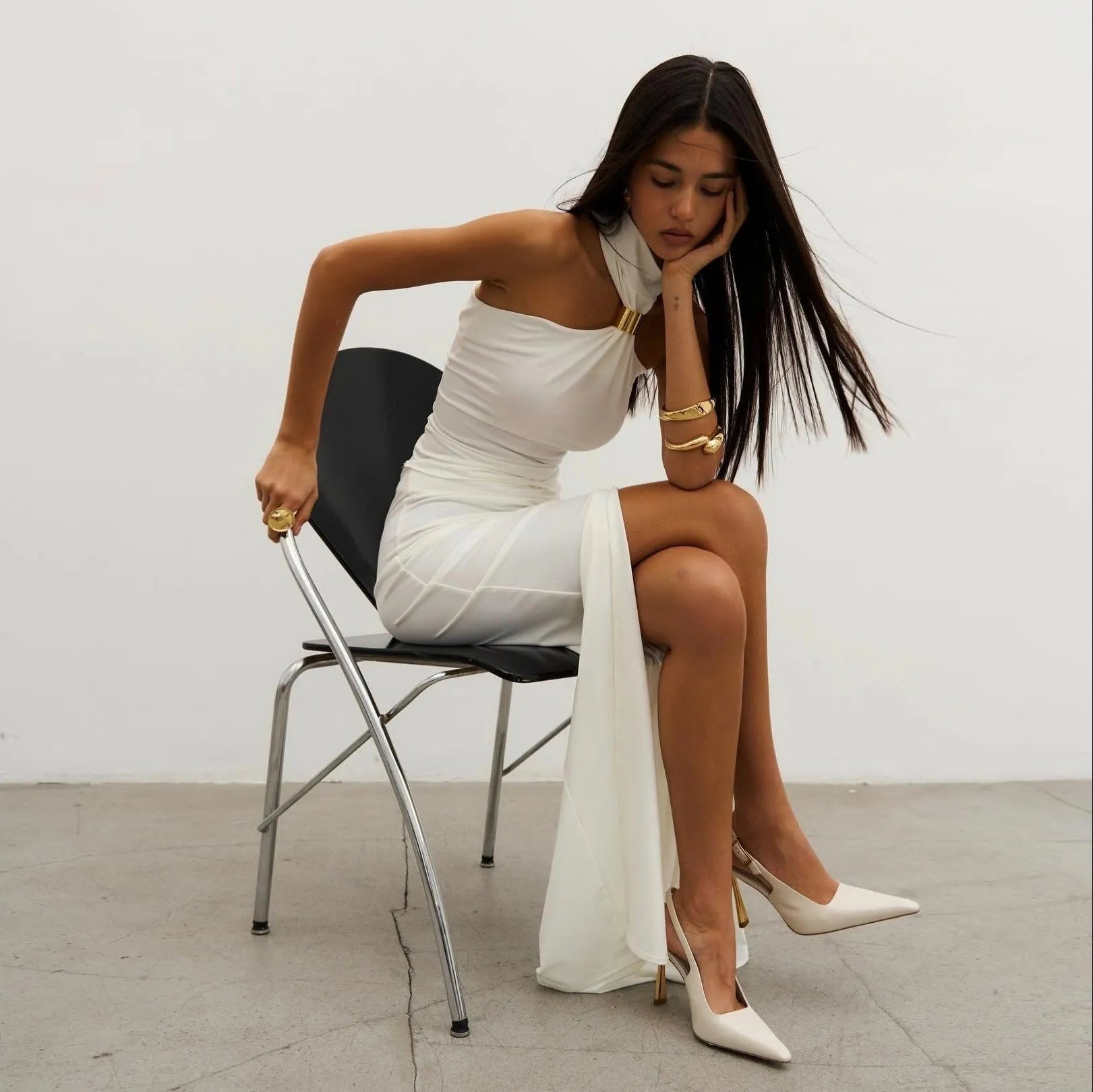 Sonata Gold Ring Halter Neck Maxi Dress Be My Shine