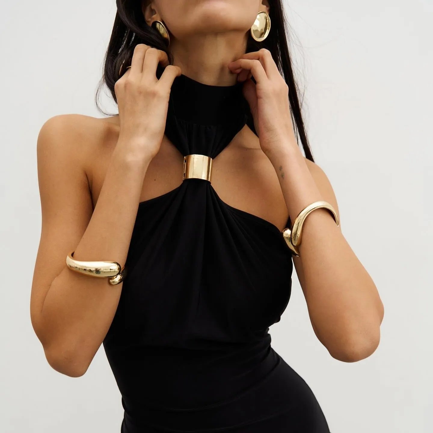 Sonata Gold Ring Halter Neck Maxi Dress Be My Shine