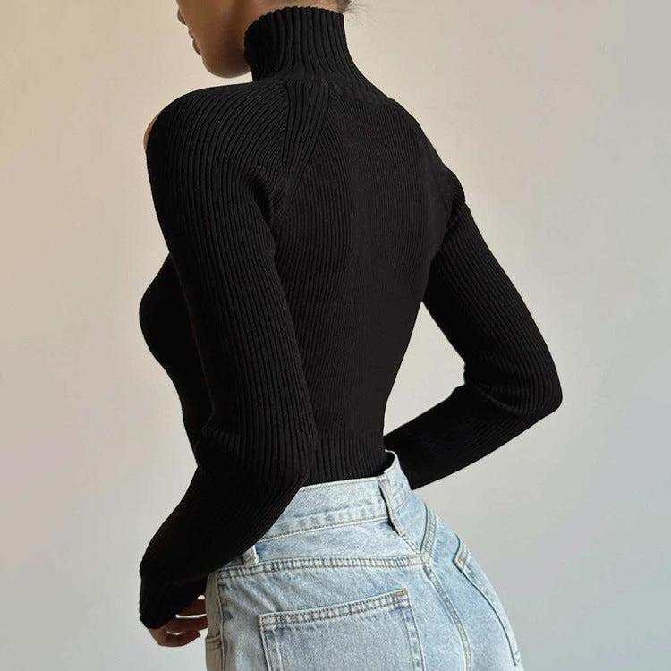 Vida Cut Out Long Sleeve Sweater - Black / S - Be My Shine