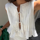 Wafa Cotton Pleated Top - White / S - Be My Shine