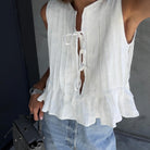 Wafa Cotton Pleated Top - White / S - Be My Shine