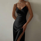 Warda Ruched Satin Midi Dress - Champagne / S - Be My Shine