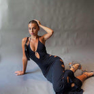 Zaina Cut Out Maxi Dress - S / Black - Be My Shine